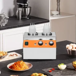 VEVOR Electric Bottle Warmer with Bottles, 0.8x2 LCommercial Cheese Dispenser, Hot Fudge Warmer 86-185℉ Temp Adjustable, Plastic Double Bottles Nacho Cheese Warmer, for Hot Fudge Cheese Caramel