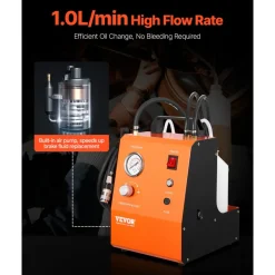 VEVOR Electric Brake Bleeder Kit, Professional 110V Brake Master Cylinder Bleeder Kit with Pressure Gauge & Built-In Air Pump, Versatile Brake Bleeder Adapter Set for Both DC & AC Power
