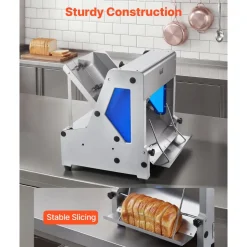 VEVOR Electric Bread Slicer, 370W Bread Slicing Machine, Die-Cast Aluminum Countertop Bread Cutter Machine for 12mm Slice Thickness, Commercial & Home Use for Bakeries Restaurants, 120V