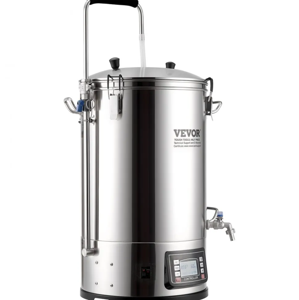 VEVOR Electric Brewing System, 8 Gal/30 L Brewing Capacity, All-in-One Home Beer Brewer with Pump, Mash Boil Device with Panel, Auto/Manual Mode 100-1800W Power 25-100℃ Temp 1-180 min Timer Recipe Memory