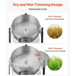 VEVOR Electric Bud Leaf Trimmer, 2-in-1 Manual & Electric, 16 in Bud Trimmer with Sharp Stainless Steel Blades, Bracket Type Wet Dry Hydroponic Cutting Machine with Dry Grate, for Plant Buds Flowers