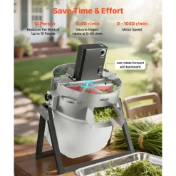 VEVOR Electric Bud Leaf Trimmer, 2-in-1 Manual & Electric, 16 in Bud Trimmer with Sharp Stainless Steel Blades, Bracket Type Wet Dry Hydroponic Cutting Machine with Dry Grate, for Plant Buds Flowers