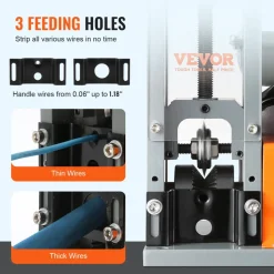 VEVOR Electric Cable Stripping Tool, 0.06''-1.57'' Motorized Wire Stripper, 370 W, 88 ft/min, Includes Manual Crank & 11 Channels, Ideal for Copper Scrap Recycling