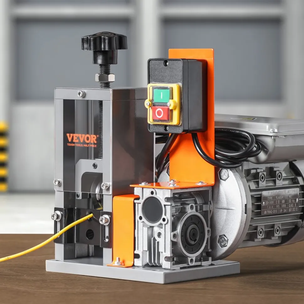 VEVOR Electric Cable Stripping Tool, 0.06''-1.57'' Motorized Wire Stripper, 370 W, 88 ft/min, Includes Manual Crank & 11 Channels, Ideal for Copper Scrap Recycling