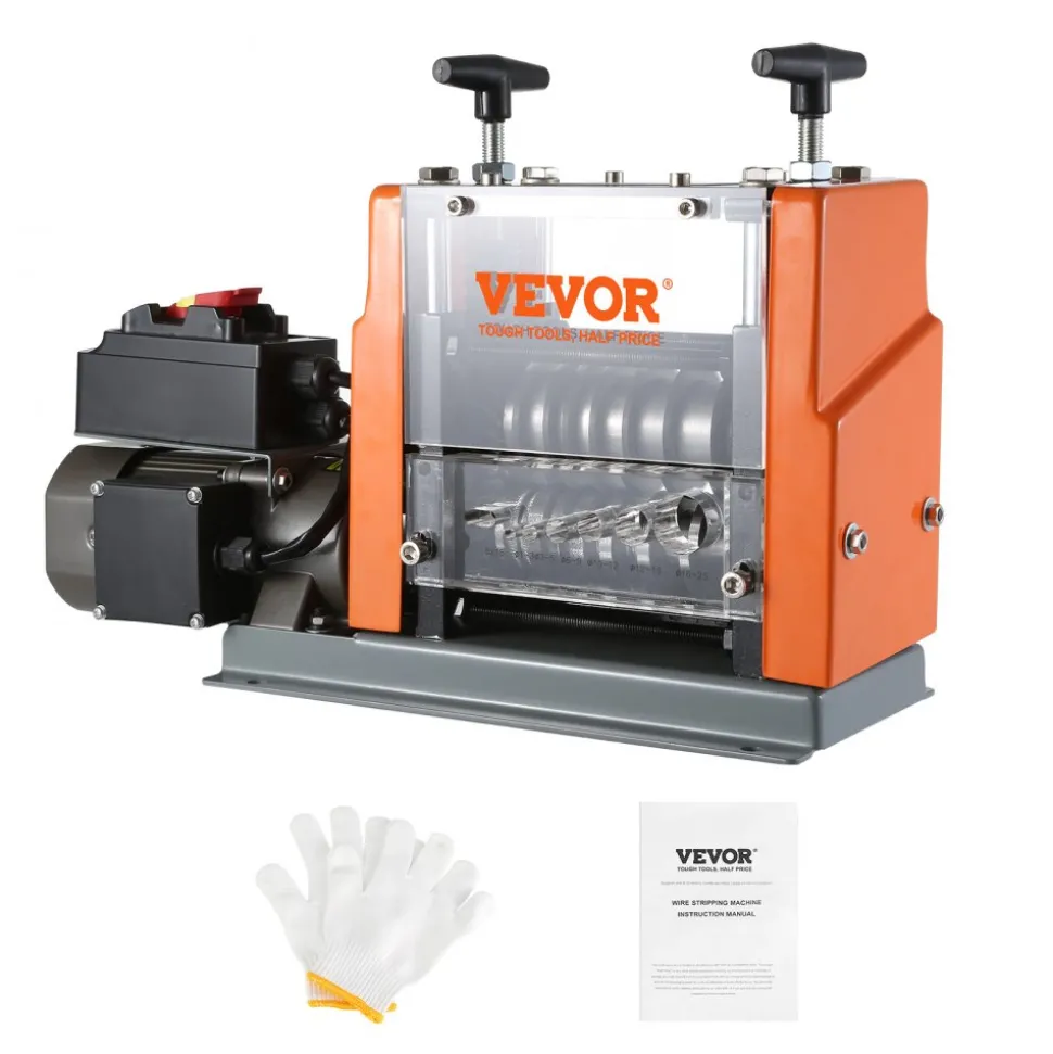 VEVOR Electric Cable Stripping Tool, 0.06''-0.98'' Motorized Wire Stripper, 60W, Features Clear Depth Gauge, Includes 6 Circular & 1 Flat Channels for Efficient Copper Wire Recycling