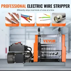 VEVOR Electric Cable Stripping Tool, 0.06''-0.98'' Motorized Wire Stripper, 60W, Features Clear Depth Gauge, Includes 6 Circular & 1 Flat Channels for Efficient Copper Wire Recycling