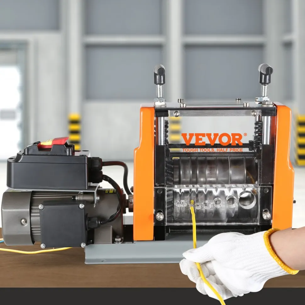 VEVOR Electric Cable Stripping Tool, 0.06''-0.98'' Motorized Wire Stripper, 60W, Features Clear Depth Gauge, Includes 6 Circular & 1 Flat Channels for Efficient Copper Wire Recycling
