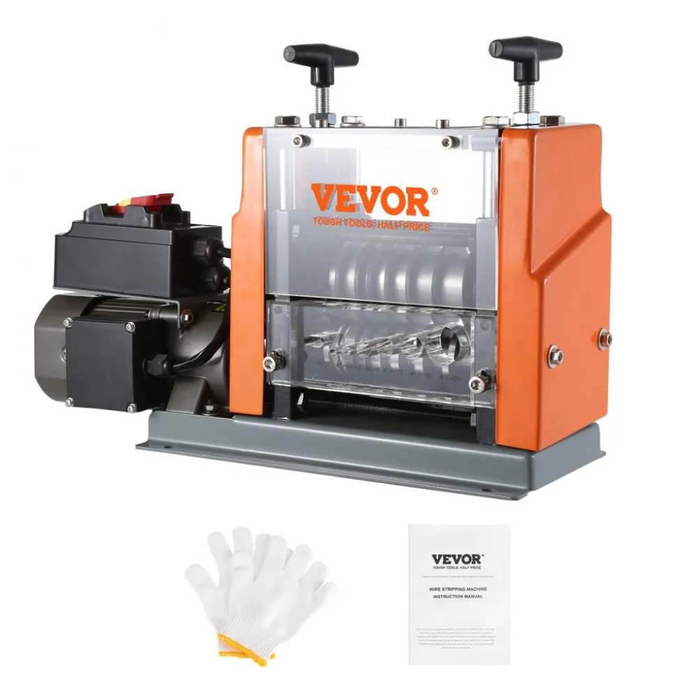 VEVOR Electric Cable Stripping Tool, 0.06''-0.98'' Motorized Wire Stripper, 60W, Features Clear Depth Gauge, Includes 6 Circular & 1 Flat Channels for Efficient Copper Wire Recycling