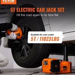 VEVOR Electric Car Jack, 5 Ton/11023 LBS Hydraulic Jack with Electric Impact Wrench, Portable Car Lift with Built-in Inflatable Pump, and LED Light for SUV MPV Sedan Truck Change Tires Garage Repair