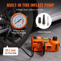 VEVOR Electric Car Jack, 5 Ton/11023 LBS Hydraulic Jack with Electric Impact Wrench, Portable Car Lift with Built-in Inflatable Pump, and LED Light for SUV MPV Sedan Truck Change Tires Garage Repair