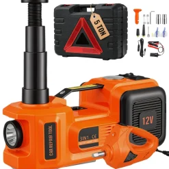 VEVOR Electric Car Jack, 5 Ton/11023 LBS Hydraulic Jack with Electric Impact Wrench, Portable Car Lift with Built-in Inflatable Pump, and LED Light for SUV MPV Sedan Truck Change Tires Garage Repair