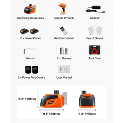 VEVOR Electric Car Jack, 5 Tons /11000 lbs, Adjustable Electric Scissor Jack with High Load Capacity, Tire Change Replacement with LED Light & Remote Control, Portable Jack kit for Sedan, SUV, Truck