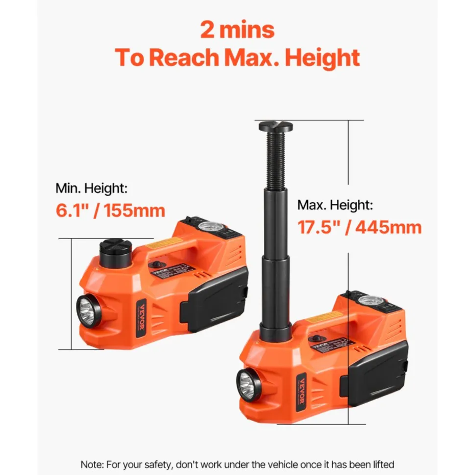 VEVOR Electric Car Jack, 5 Tons /11000 lbs, Electric Scissor Jack with Built-In Inflator, 12V Adjustable Tire Change Replacement with Secure Hammer & LED Light, Portable Jack kit for Sedan, SUV, Truck