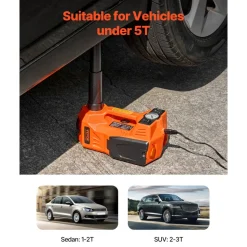 VEVOR Electric Car Jack, 5 Tons /11000 lbs, Electric Scissor Jack with Built-In Inflator, 12V Adjustable Tire Change Replacement with Secure Hammer & LED Light, Portable Jack kit for Sedan, SUV, Truck