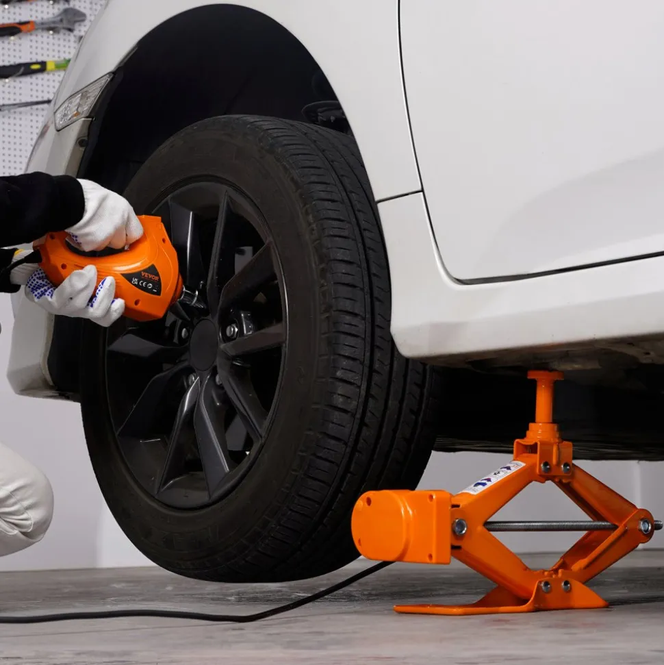 VEVOR Electric Car Jack, 3 Tons /6600 lbs Scissor Jack with Electric Impact Wrench, 12V Car Jack with Double Saddles with Remote Control, Portable Car Jack Lifting for Sedan, SUV, Truck Tire Change
