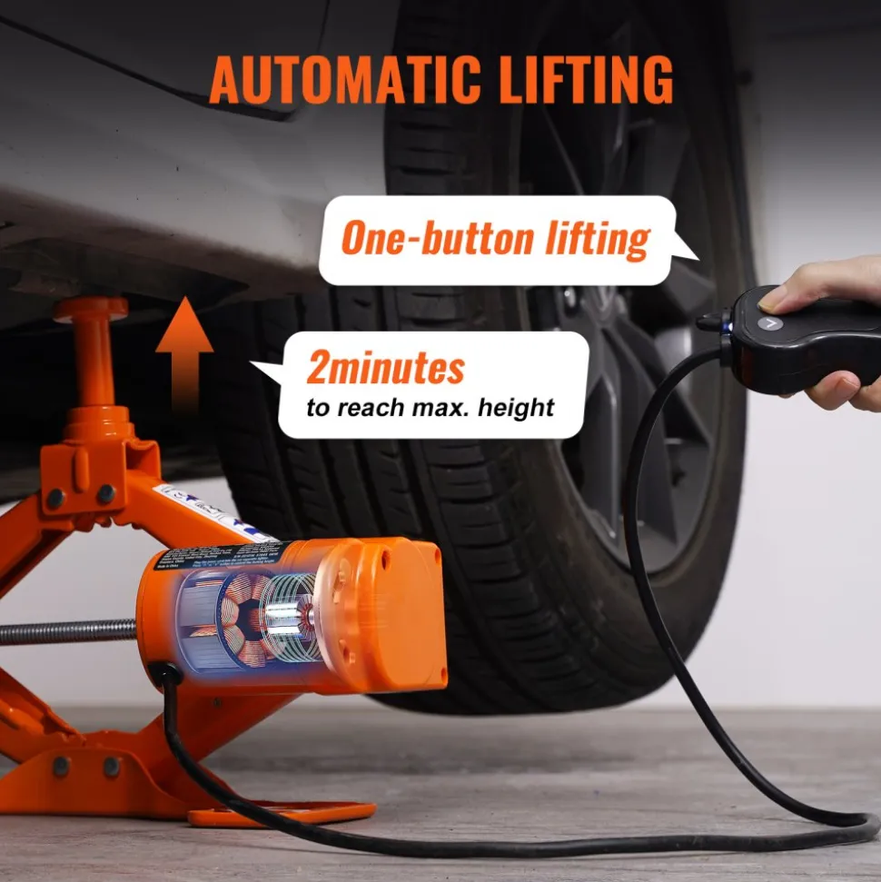 VEVOR Electric Car Jack, 3 Tons /6600 lbs Scissor Jack with Electric Impact Wrench, 12V Car Jack with Double Saddles with Remote Control, Portable Car Jack Lifting for Sedan, SUV, Truck Tire Change