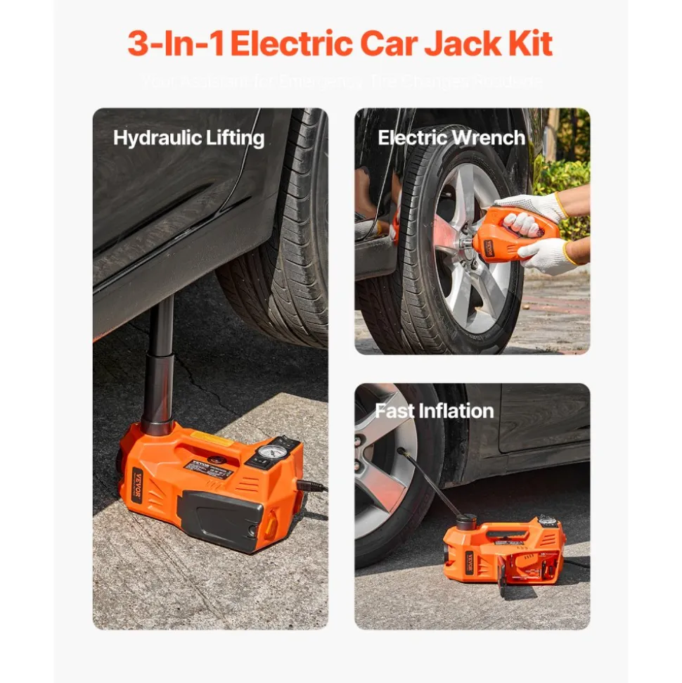 VEVOR Electric Car Jack, 3 Tons /6600 lbs Scissor Jack with Electric Impact Wrench, 12V Car Jack with Double Saddles with Remote Control, Portable Car Jack Lifting for Sedan, SUV, Truck Tire Change
