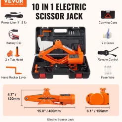 VEVOR Electric Car Jack, 3 Tons /6600 lbs Scissor Jack, 12V Electric Automatic Jack with Double Saddles and Remote Control, Portable Car Jack for Sedan, SUV, Truck Tire Change