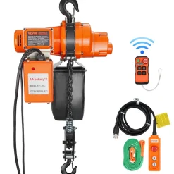 VEVOR Electric Chain Hoist, 2200 lbs Load, 20 ft Lifting Height, 6.9 ft/min Speed, 120V, Single Phase Overhead Crane with Chain, 328 ft Wireless & 15 ft Wired Remote Control for Garage, Shop, and Home