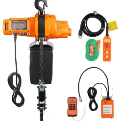VEVOR Electric Chain Hoist, 2200 lbs Load, 20 ft Lifting Height, 6.9 ft/min Speed, 120V, Single Phase Overhead Crane with Chain, 328 ft Wireless & 15 ft Wired Remote Control for Garage, Shop, and Home