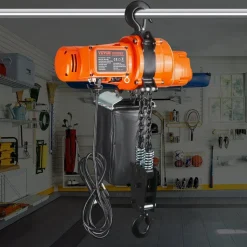 VEVOR Electric Chain Hoist, 2200 lbs Load Capacity, 10 ft Lifting Height, 6.9 ft/min Speed, 120V, Single Phase Overhead Crane with Chain, 10 ft Wired Remote Control for Garage, Shop, Hotel, and Home