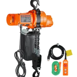 VEVOR Electric Chain Hoist, 2200 lbs Load Capacity, 10 ft Lifting Height, 6.9 ft/min Speed, 120V, Single Phase Overhead Crane with Chain, 10 ft Wired Remote Control for Garage, Shop, Hotel, and Home
