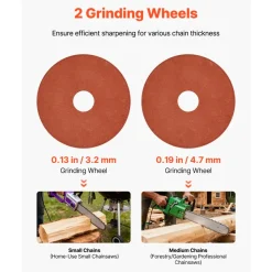 VEVOR Electric Chainsaw Sharpener, 85W Bench Saw Chain Sharpener 5000RPM, Professional Chainsaw Sharpening Tool with 2 Grinding Wheels & LED Light for Woodworking, Logging, Gardening