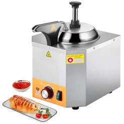 VEVOR Electric Cheese Dispenser with Pump, 2.4L Commercial Hot Fudge Warmer, Stainless Steel Heated Pump Dispenser, 86-230℉ Temp Adjustable Nacho Cheese Sauce Warmer, for Hot Fudge Cheese Caramel