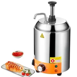 VEVOR Electric Cheese Dispenser with Pumps, 2.4x2 L Commercial Hot Fudge Warmer, Plastic Double Pumps Dispenser, 86-230℉ Temp Adjustable Nacho Cheese Sauce Warmer, for Hot Fudge Cheese Caramel