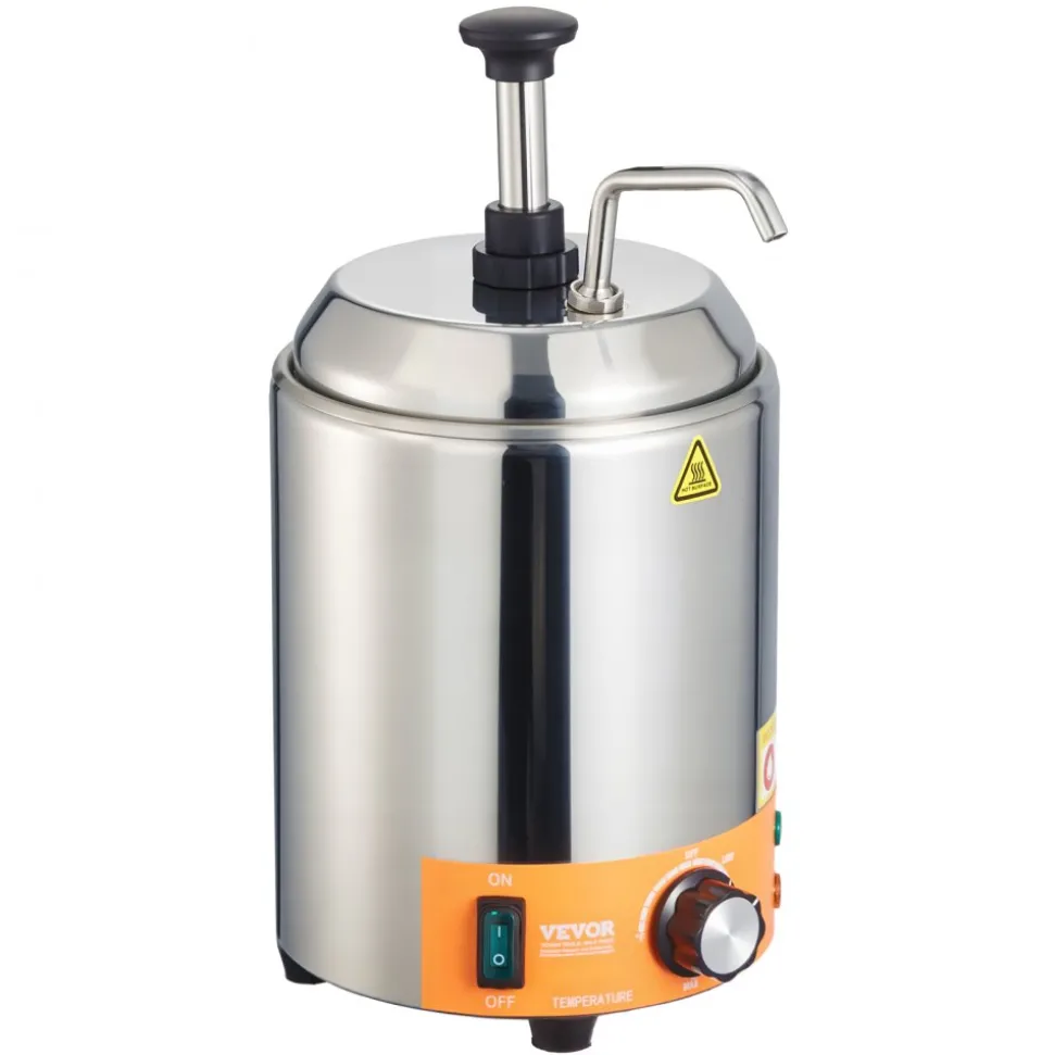 VEVOR Electric Cheese Dispenser with Pumps, 2.4x2 L Commercial Hot Fudge Warmer, Plastic Double Pumps Dispenser, 86-230℉ Temp Adjustable Nacho Cheese Sauce Warmer, for Hot Fudge Cheese Caramel