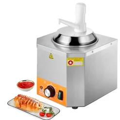 VEVOR Electric Cheese Dispenser with Pump, 2.4L Commercial Hot Fudge Warmer, Plastic Pump Dispenser, 86-230℉ Temp Adjustable Nacho Cheese Sauce Warmer, for Hot Fudge Cheese Caramel