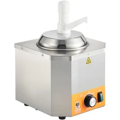 VEVOR Electric Cheese Dispenser with Pump, 2.4L Commercial Hot Fudge Warmer, Plastic Pump Dispenser, 86-230℉ Temp Adjustable Nacho Cheese Sauce Warmer, for Hot Fudge Cheese Caramel