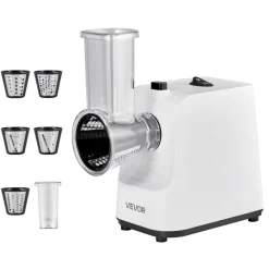 VEVOR Electric Cheese Grater Salad Maker, 200W Salad Shooter, Electric Vegetable Slicer Shredder Chopper for Fruits with 5 Attachments, Stainless Steel Food Cutter for Vegetables, and Cheeses