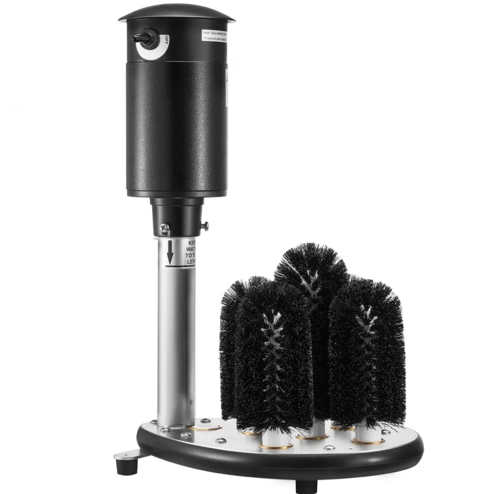 VEVOR Electric Commercial Glass Washer, 5-Brush Bar Glass Cleaner, 1200 Cups/Hour Wine Glass Cleaning Machine, Bar Glass Washer for Champagne Glasses, Beer Cups, Mugs, Perfect for Bars and Cafes