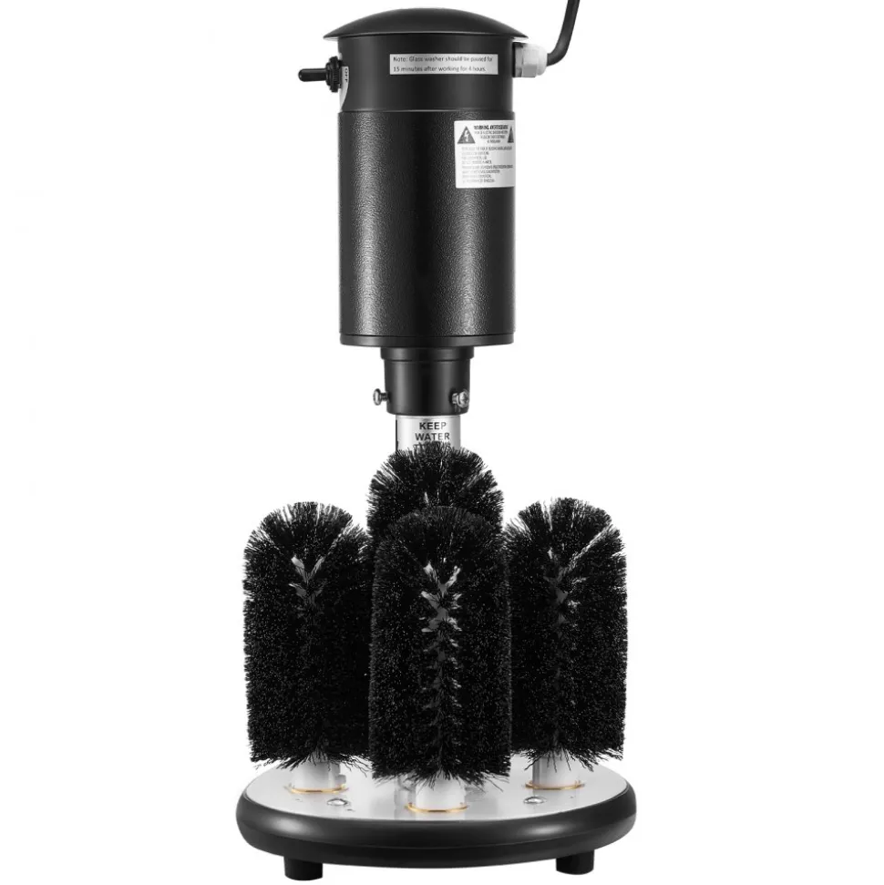 VEVOR Electric Commercial Glass Washer, 5-Brush Bar Glass Cleaner, 1200 Cups/Hour Wine Glass Cleaning Machine, Bar Glass Washer for Champagne Glasses, Beer Cups, Mugs, Perfect for Bars and Cafes