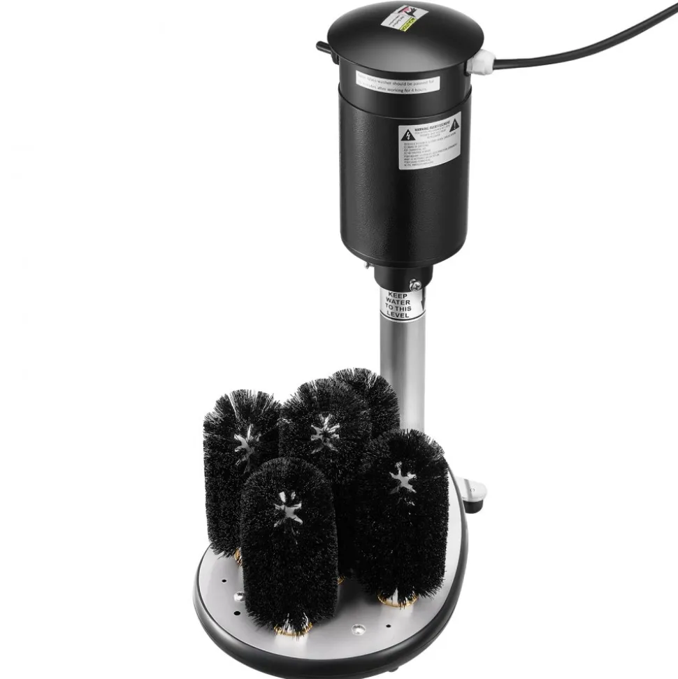 VEVOR Electric Commercial Glass Washer, 5-Brush Bar Glass Cleaner, 1200 Cups/Hour Wine Glass Cleaning Machine, Bar Glass Washer for Champagne Glasses, Beer Cups, Mugs, Perfect for Bars and Cafes