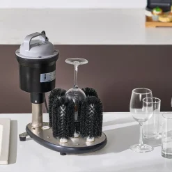 VEVOR Electric Commercial Glass Washer, 5-Brush Bar Glass Cleaner, 1200 Cups/Hour Wine Glass Cleaning Machine, Bar Glass Washer for Champagne Glasses, Beer Cups, Mugs, Perfect for Bars and Cafes