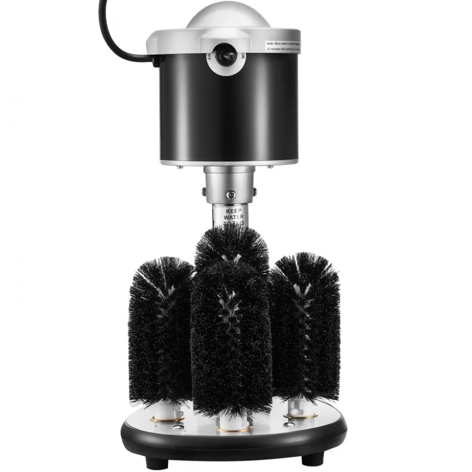 VEVOR Electric Commercial Glass Washer, 5-Brush Bar Glass Cleaner, 600 Cups/Hour Wine Glass Cleaning Machine, Bar Glass Washer for Champagne Glasses, Beer Cups, Mugs, Perfect for Bars and Cafes