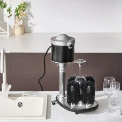 VEVOR Electric Commercial Glass Washer, 5-Brush Bar Glass Cleaner, 600 Cups/Hour Wine Glass Cleaning Machine, Bar Glass Washer for Champagne Glasses, Beer Cups, Mugs, Perfect for Bars and Cafes