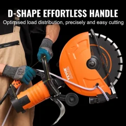 VEVOR Electric Concrete Saw, 14 in, 3200 W Motor Circular Saw Cutter with Max. 5 in Adjustable Cutting Depth, Wet Disk Saw Cutter Includes Water Line, Pump and Blade, for Stone, Brick