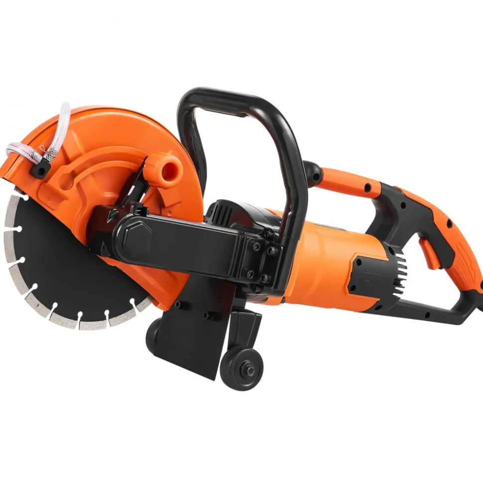 VEVOR Electric Concrete Saw, 9 in, 1800 W Motor Circular Saw Cutter with 3.5 in Cutting Depth, Wet/Dry Disk Saw Cutter Includes Water Line, Pump and Blade, for Stone, Brick