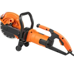 VEVOR Electric Concrete Saw, 9 in, 1800 W Motor Circular Saw Cutter with 3.5 in Cutting Depth, Wet/Dry Disk Saw Cutter Includes Water Line, Pump and Blade, for Stone, Brick