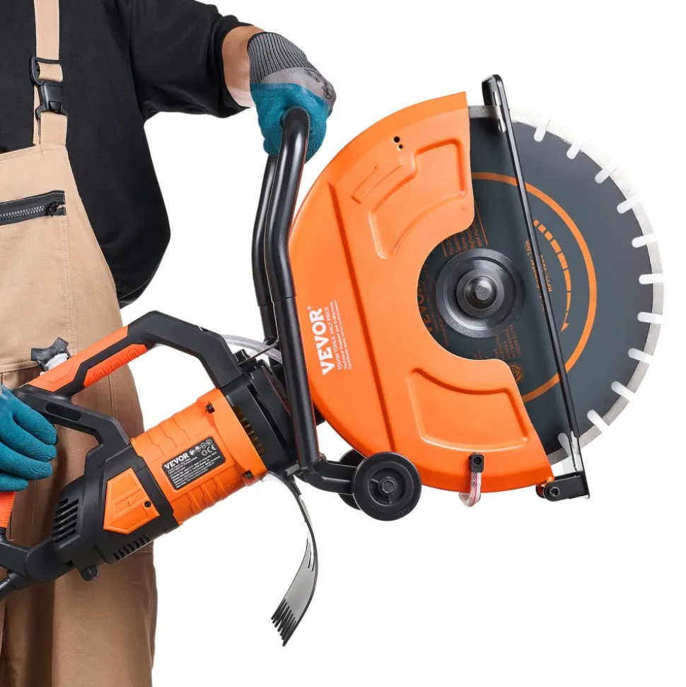 VEVOR Electric Concrete Saw, 16 in, 3200 W Motor Circular Saw Cutter with Max. 6 in Adjustable Cutting Depth, Wet Disk Saw Cutter Includes Water Line, Pump and Blade, for Stone, Brick