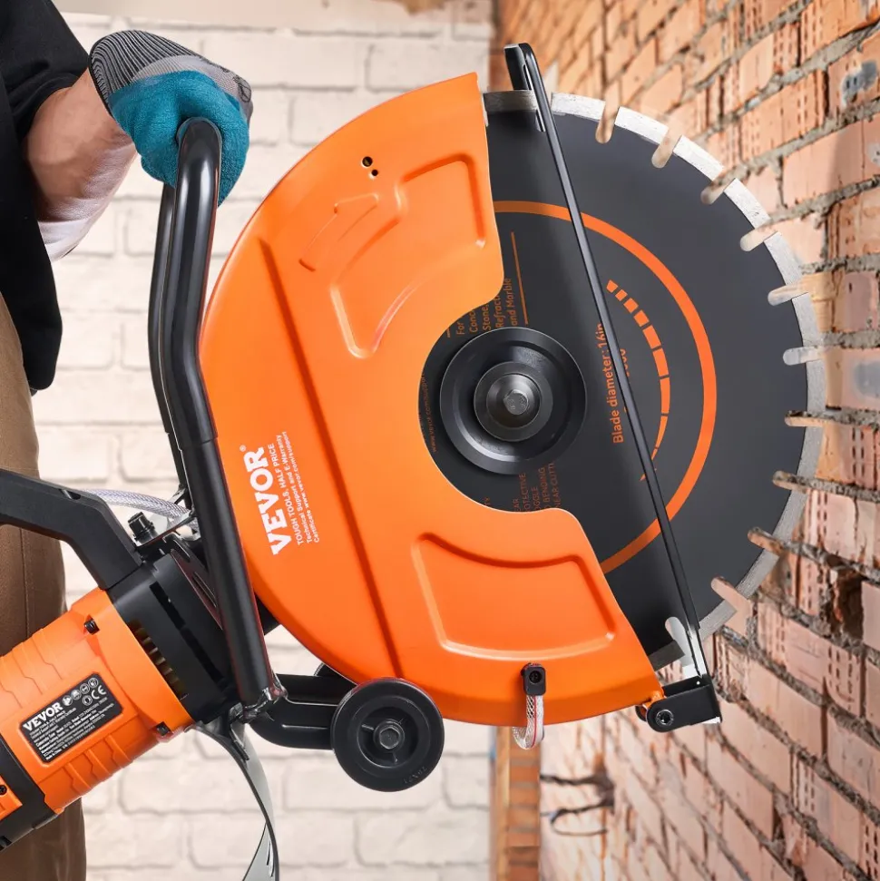 VEVOR Electric Concrete Saw, 16 in, 3200 W Motor Circular Saw Cutter with Max. 6 in Adjustable Cutting Depth, Wet Disk Saw Cutter Includes Water Line, Pump and Blade, for Stone, Brick