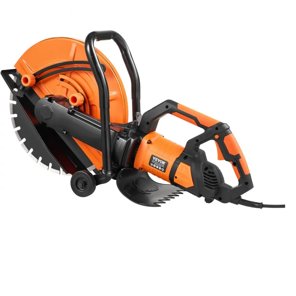 VEVOR Electric Concrete Saw, 16 in, 3200 W Motor Circular Saw Cutter with Max. 6 in Adjustable Cutting Depth, Wet Disk Saw Cutter Includes Water Line, Pump and Blade, for Stone, Brick