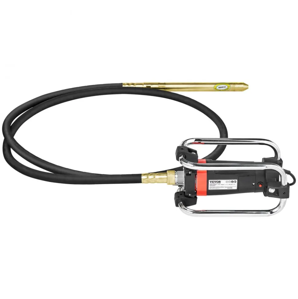 VEVOR Electric Concrete Vibrator, 1300W 16000 VPM, 2HP Copper Motor Handheld Concrete Vibrating Tool, Portable Pencil Cement Vibrator with Shaft of 14.75ft / 4.5m, Remove Air Bubble and Level Concrete