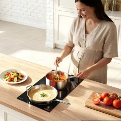 VEVOR Electric Cooktop 12in 2 Burners Portable Stove Top 1800W 120V Plug In, Ceramic Countertop/Built-in Radiant Electric Stove , with 11 Power Levels, Over-Heat Guard, Knob Control