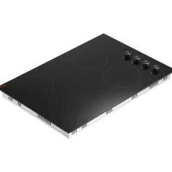VEVOR Electric Cooktop, 30 inch 4 Burners Built-in Electric Stove Top, 7200W Ceramic Top Radiant Cooktop, with Glass Panel, Knob Control, 11 Heat Levels, 220-240V, Hard Wire (No Plug)