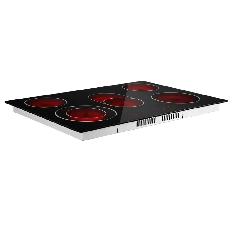 VEVOR Electric Cooktop 30inch 5 Burners Stove Top 8900W 220V No Plug, Ceramic Built-in Radiant Electric Stove , with 9 Power Levels, Timer, Child Lock, Over-Heat Guard, Touch Control
