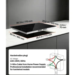 VEVOR Electric Cooktop 30inch 5 Burners Stove Top 8900W 220V No Plug, Ceramic Built-in Radiant Electric Stove , with 9 Power Levels, Timer, Child Lock, Over-Heat Guard, Touch Control